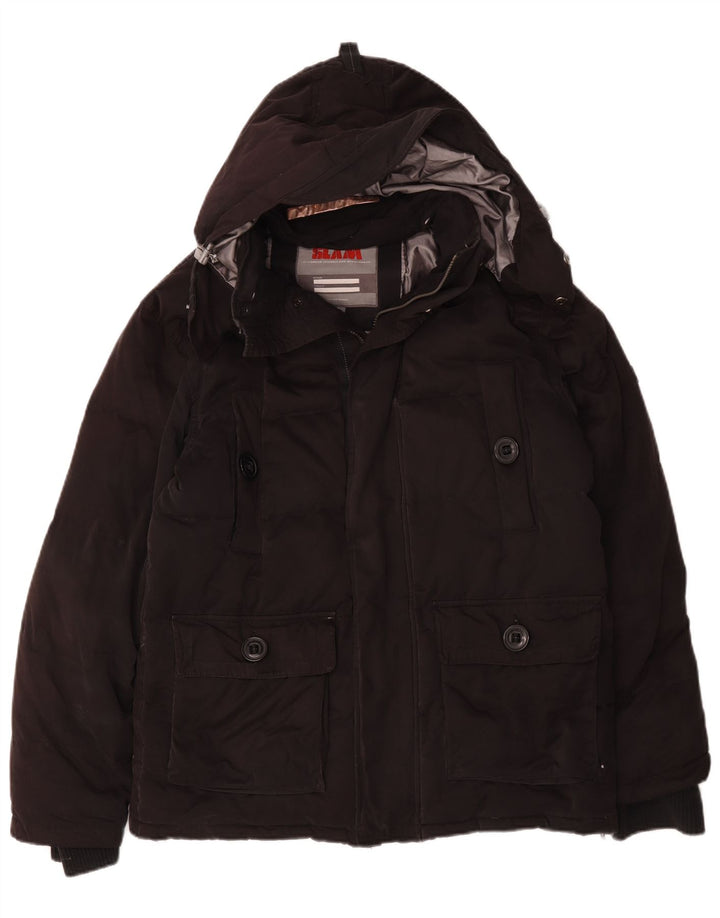 Giacca imbottita con cappuccio da uomo Slam UK 40 grande cotone nero