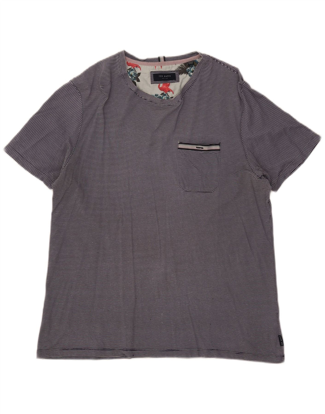 T-shirt da donna TED BAKER taglia 4 grande cotone gessato blu navy