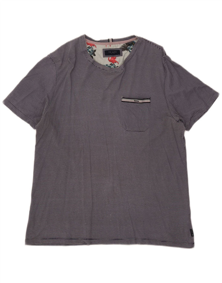 T-shirt da donna TED BAKER taglia 4 grande cotone gessato blu navy