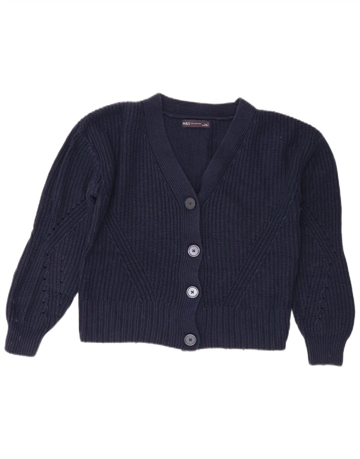 Maglione cardigan corto da donna Marks & Spencer UK 10 piccolo blu navy