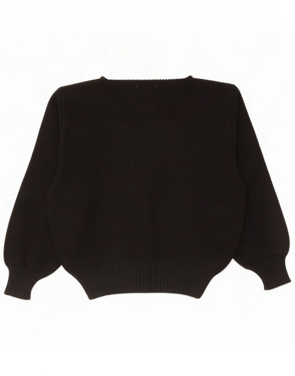 Dama maglione da donna oversize con scollo a barchetta IT 46 Large nero floreale
