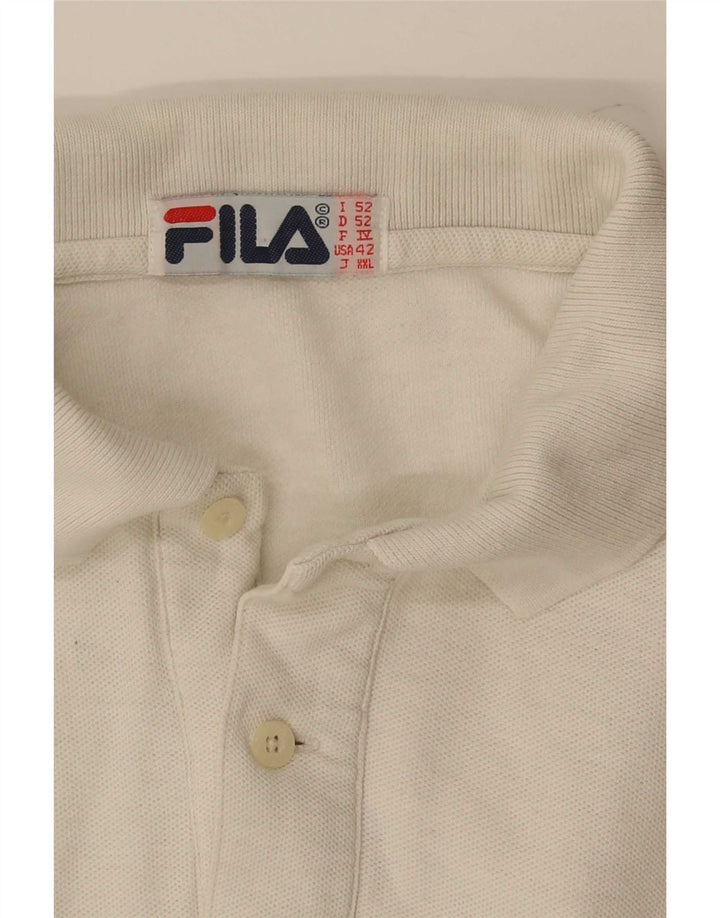 Polo da uomo a maniche lunghe Fila US 42 Large bianca