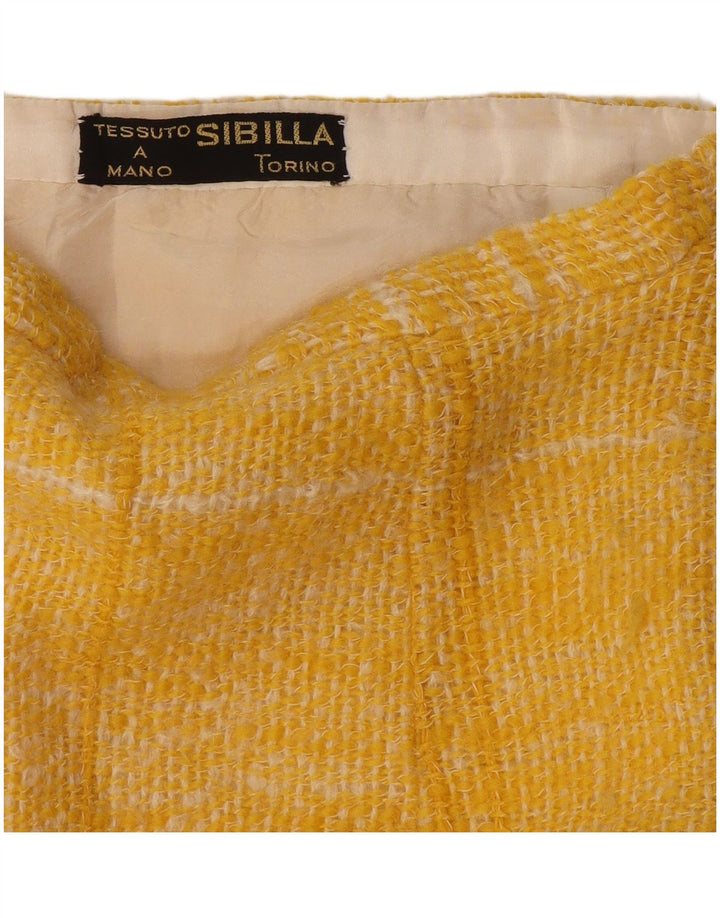 Gonna a trapezio da donna vintage W26 piccolo scozzese giallo