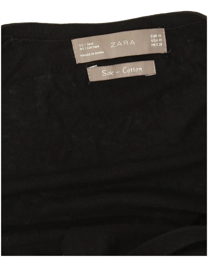 Maglione cardigan lungo da donna Zara UK 14 seta nera media