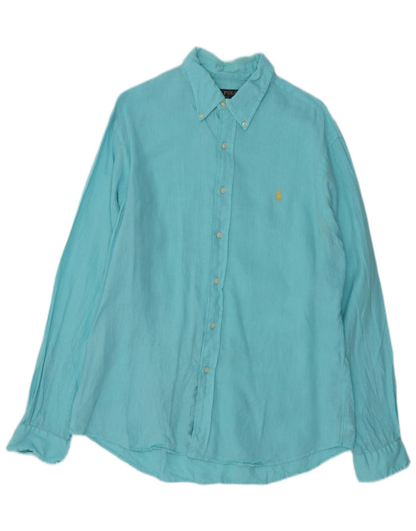 Polo Ralph Lauren Camicia slim fit da uomo grande in lino blu