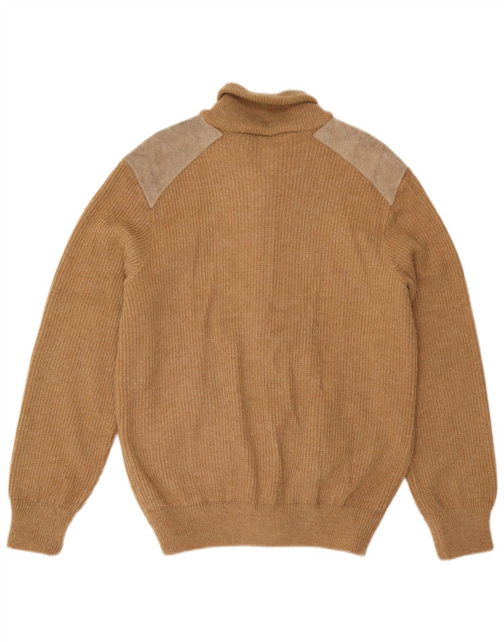 Maglione cardigan da uomo vintage in acrilico color block beige medio