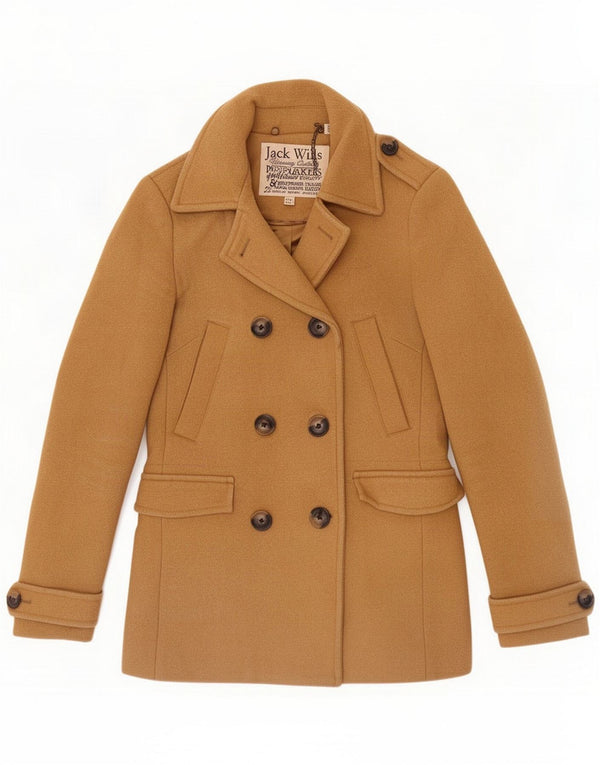 Jack Wills Cappotto da marinaio da donna UK 8 piccolo in lana marrone
