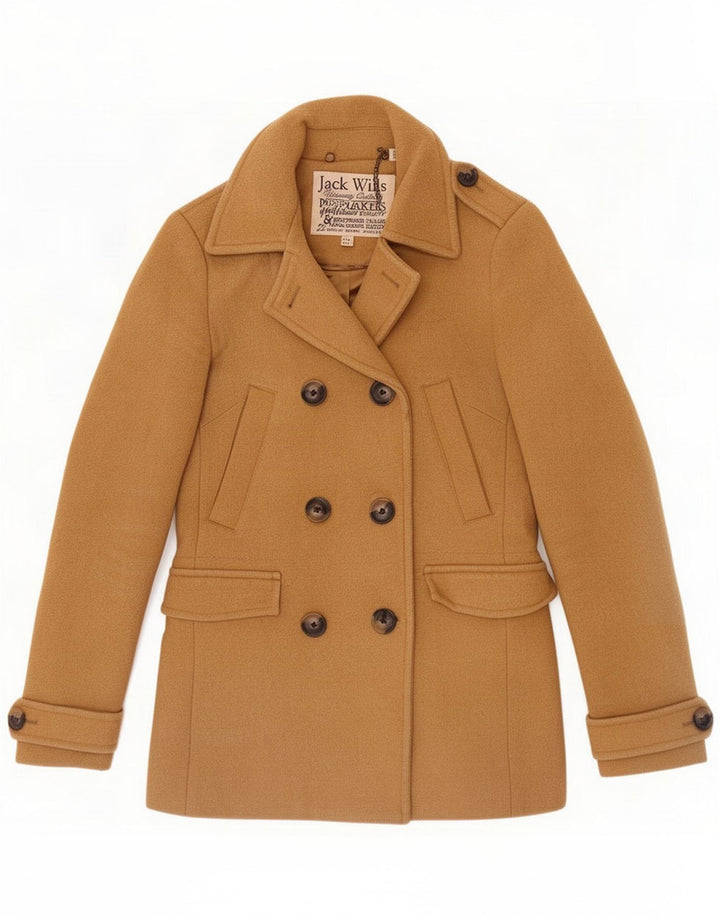 Jack Wills Cappotto da marinaio da donna UK 8 piccolo in lana marrone