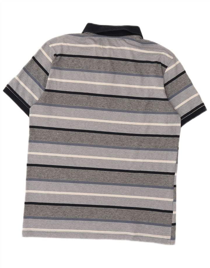 Polo da uomo Penguin in cotone a righe grigio medio