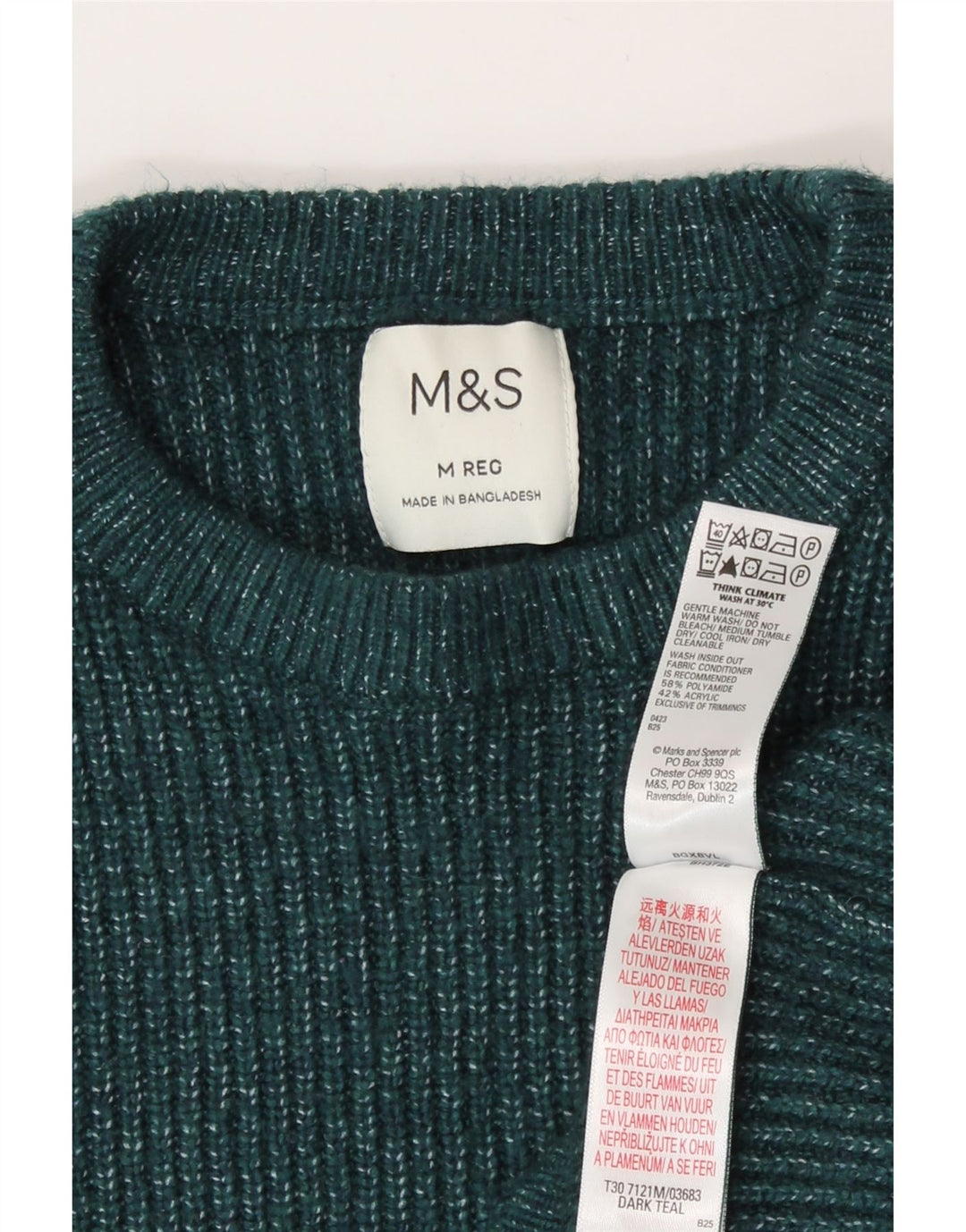 Maglione maglione girocollo da donna Marks & Spencer UK 14 verde medio screziato
