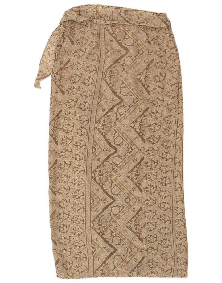 Gonna maxi avvolgente da donna vintage media W28 beige floreale