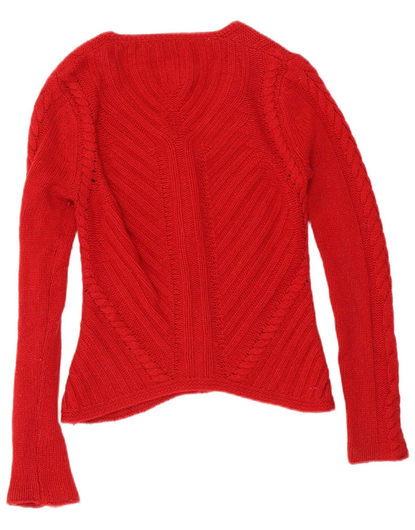 Hobbs Womens Cardigan Sweater UK 8 Small Red Lambswool