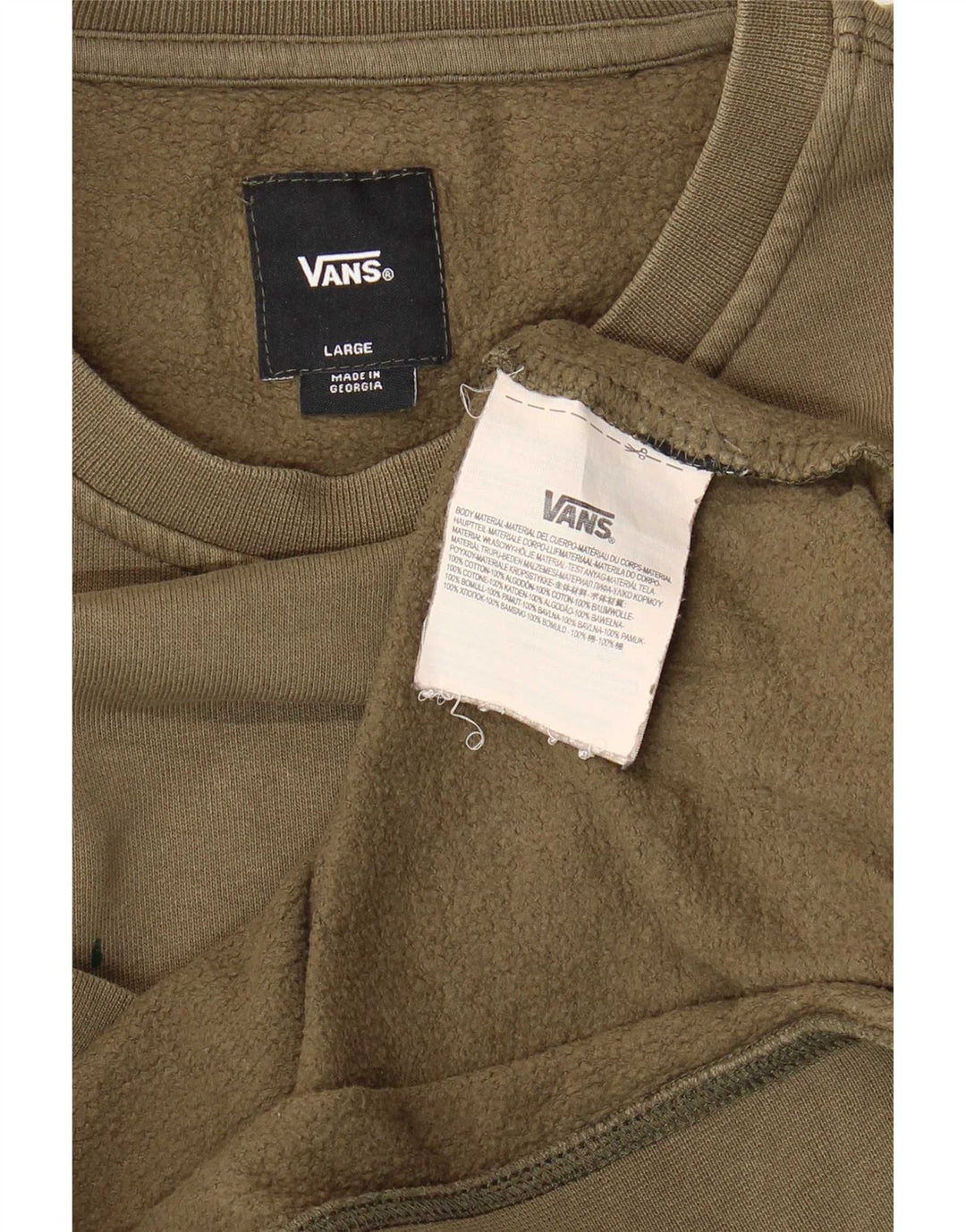Felpa con grafica da donna Vans, maglione UK 16, grande, cotone kaki