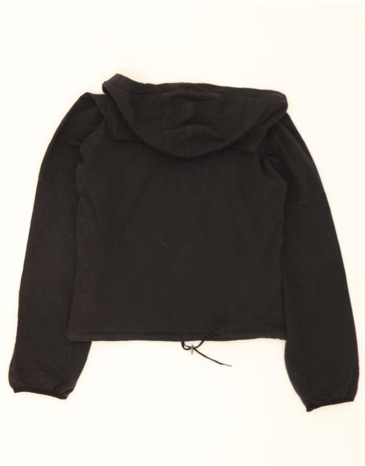 ADIDAS Womens Crop Hoodie Jumper UK 14 Medium Black Vintage Adidas and Second-Hand Adidas from Messina Hembry 