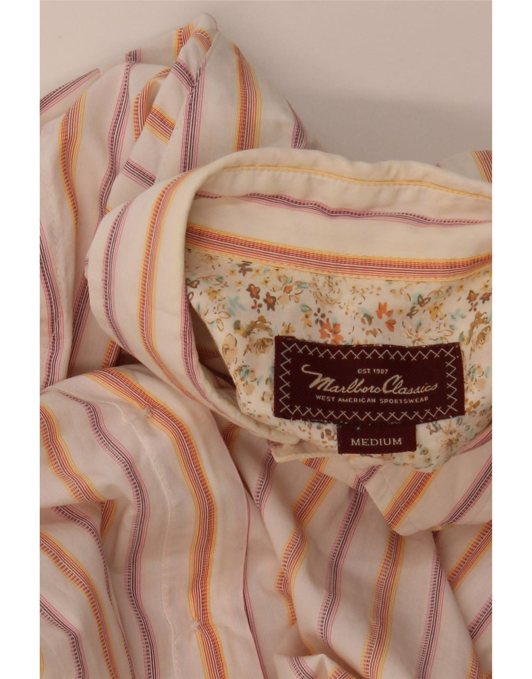 Camicia da uomo Marlboro Classics a righe bianche medie