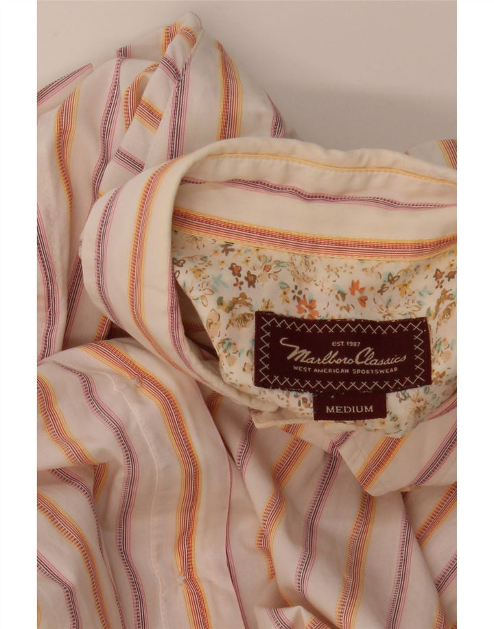 Camicia da uomo Marlboro Classics a righe bianche medie
