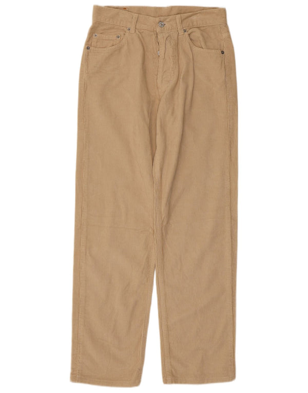 Pantaloni dritti da uomo in velluto a coste Benetton W30 L29 in cotone beige