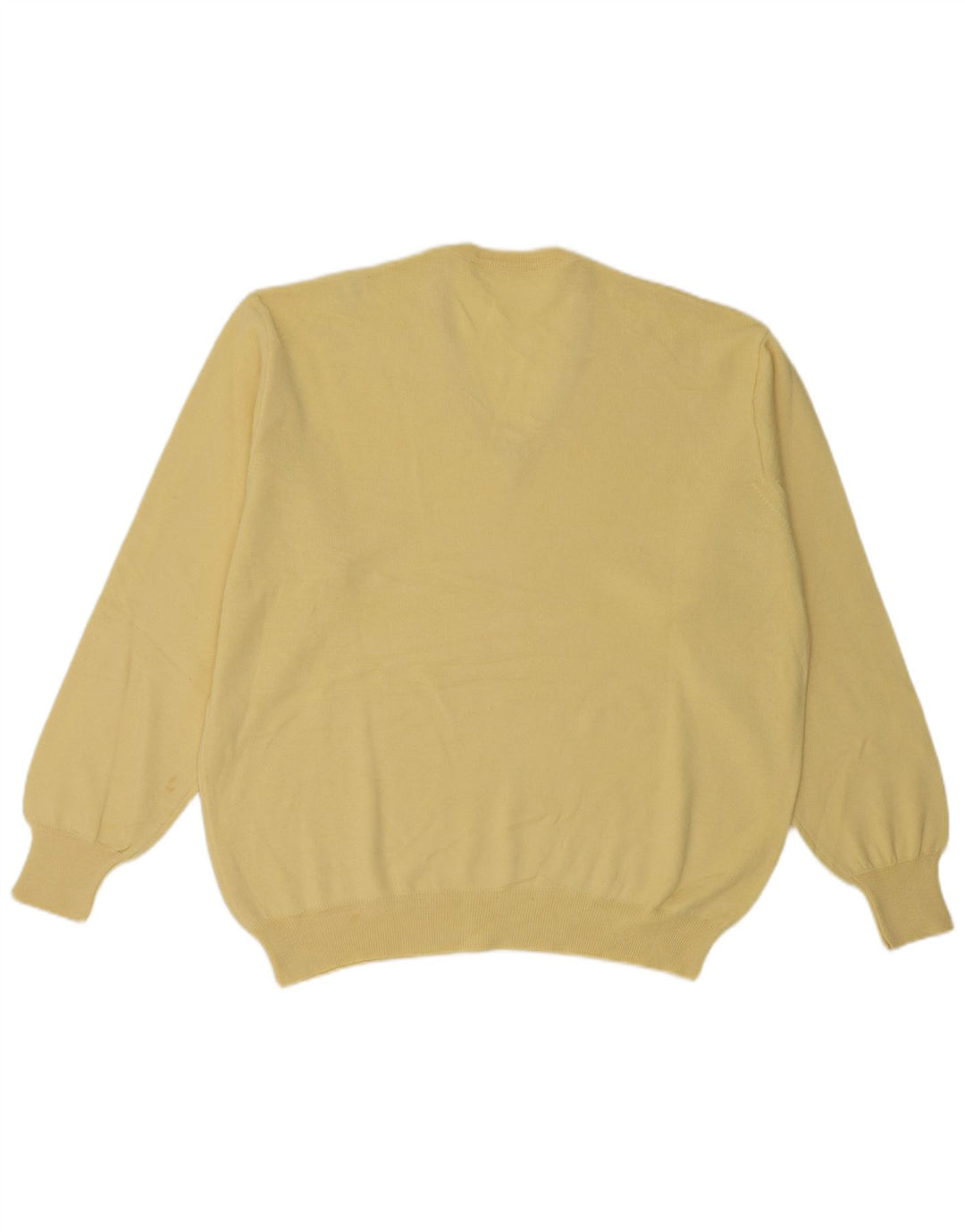 Maglione vintage da uomo con scollo a V grande giallo