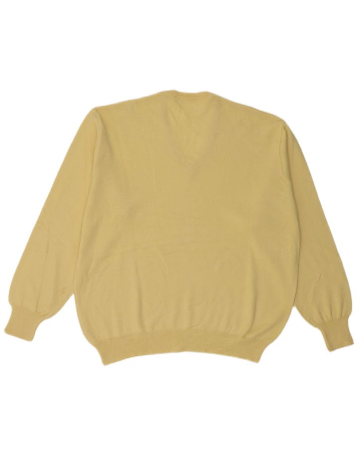 Maglione vintage da uomo con scollo a V grande giallo
