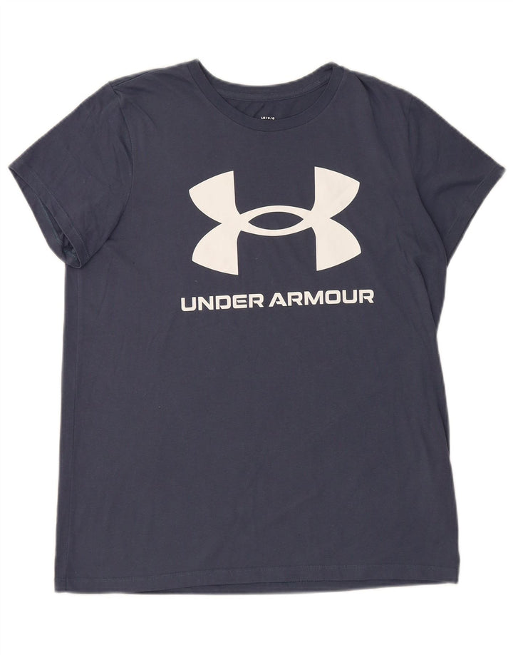 T-shirt grafica da uomo UNDER ARMOUR Top grande in cotone blu navy