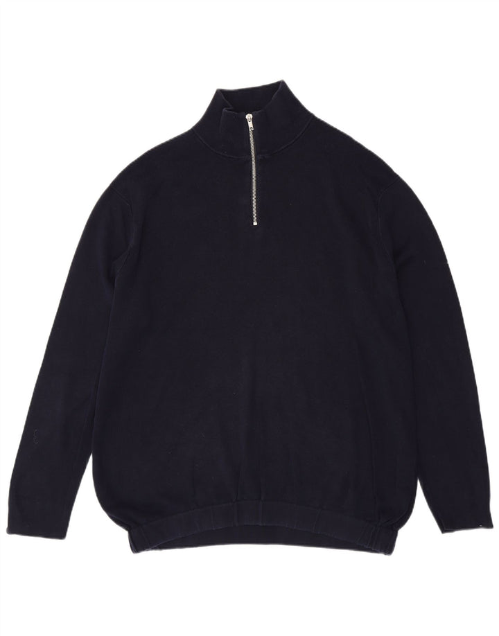 Maglione Zara da uomo con collo con zip, grande, in cotone blu navy