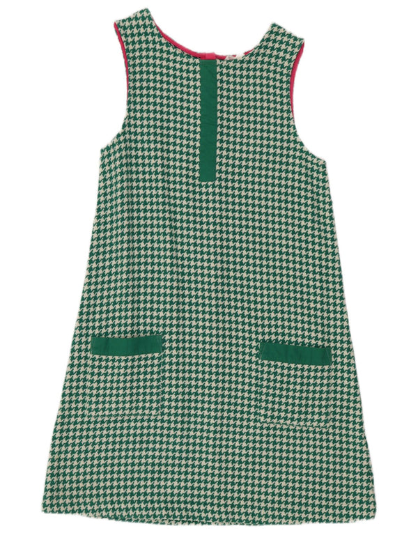 Boden Girls Sleeveless A-Line Dress 11-12 Years Green Houndstooth Cotton