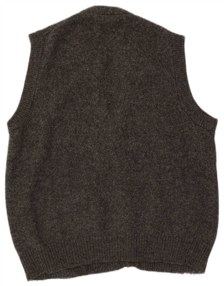 Maglione cardigan senza maniche da uomo Fila in lana grigio medio