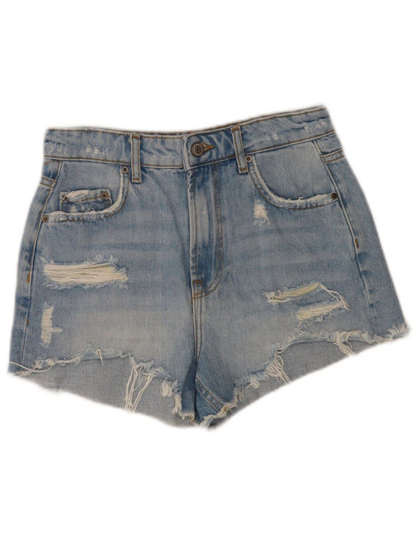 Pantaloncini in denim invecchiato Zara da donna EU 36 XS W26 Blu