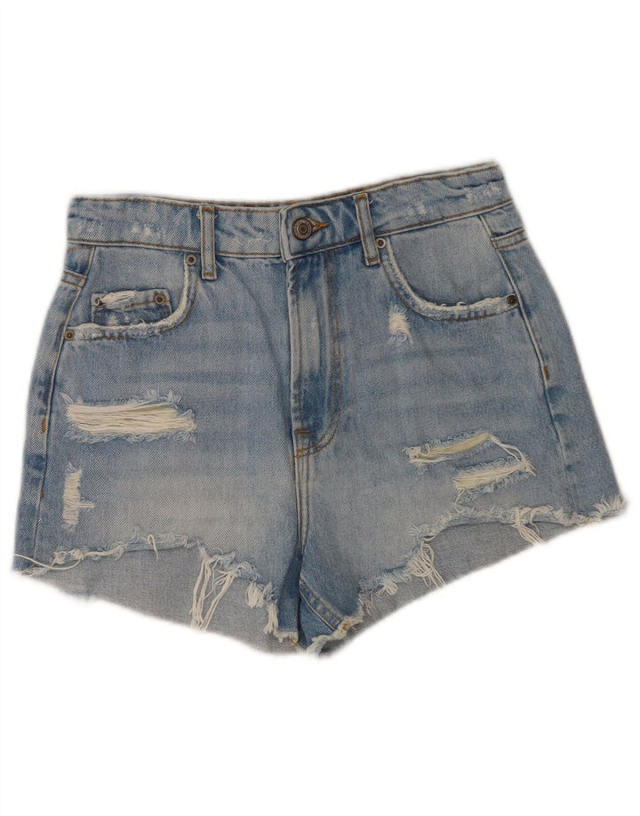 Pantaloncini in denim invecchiato Zara da donna EU 36 XS W26 Blu