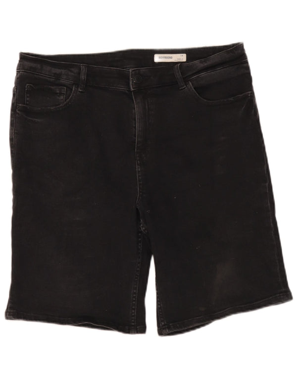 Pantaloncini di jeans Boyfriend da donna Marks & Spencer UK 14 Large W36 cotone nero