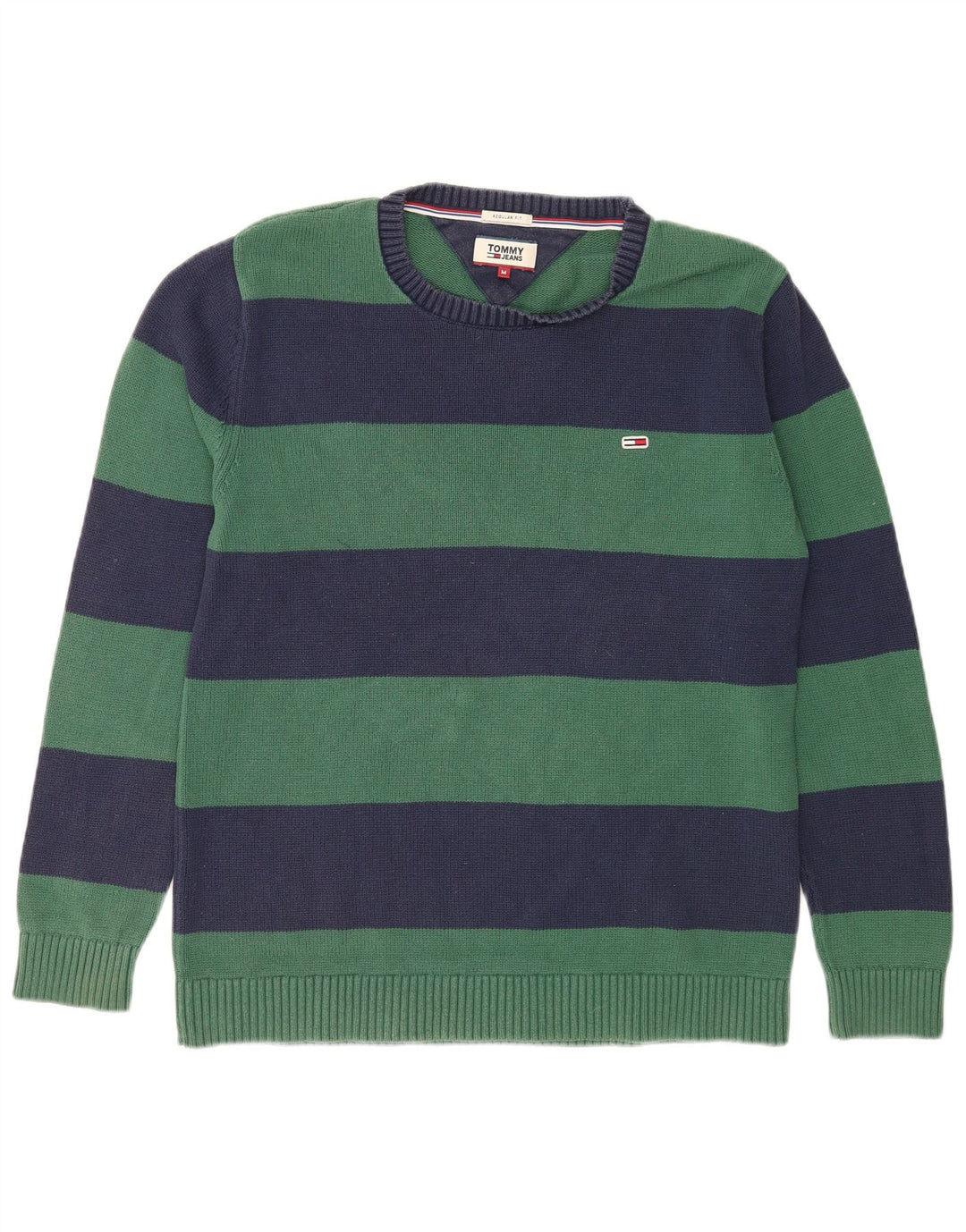 Maglione maglione girocollo da uomo Tommy Hilfiger verde medio a righe