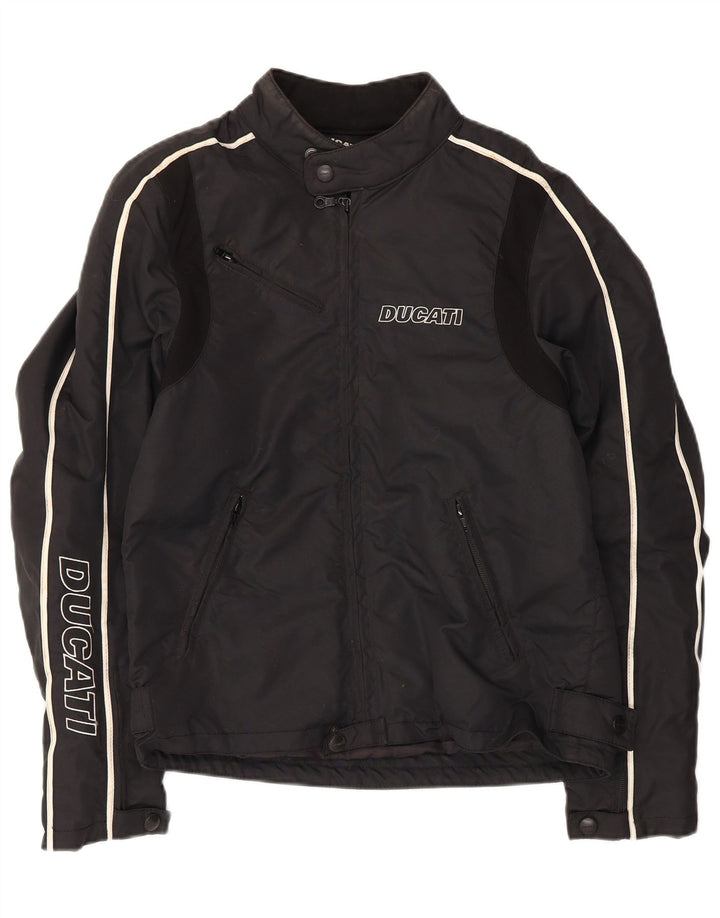DUCATI Giacca da corsa grafica da uomo UK 36 Small Nera in poliammide
