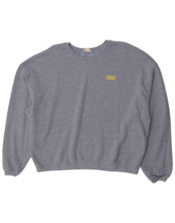 Felpa da donna vintage americana maglione UK 16 grande blu classico