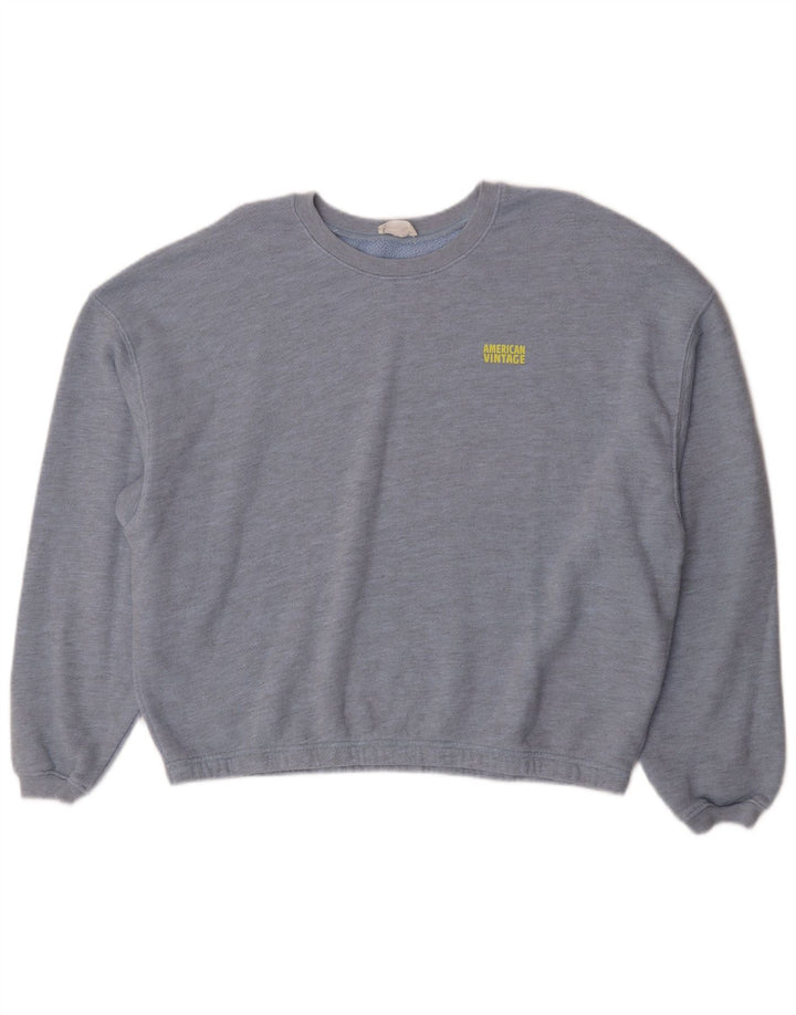 Felpa da donna vintage americana maglione UK 16 grande blu classico