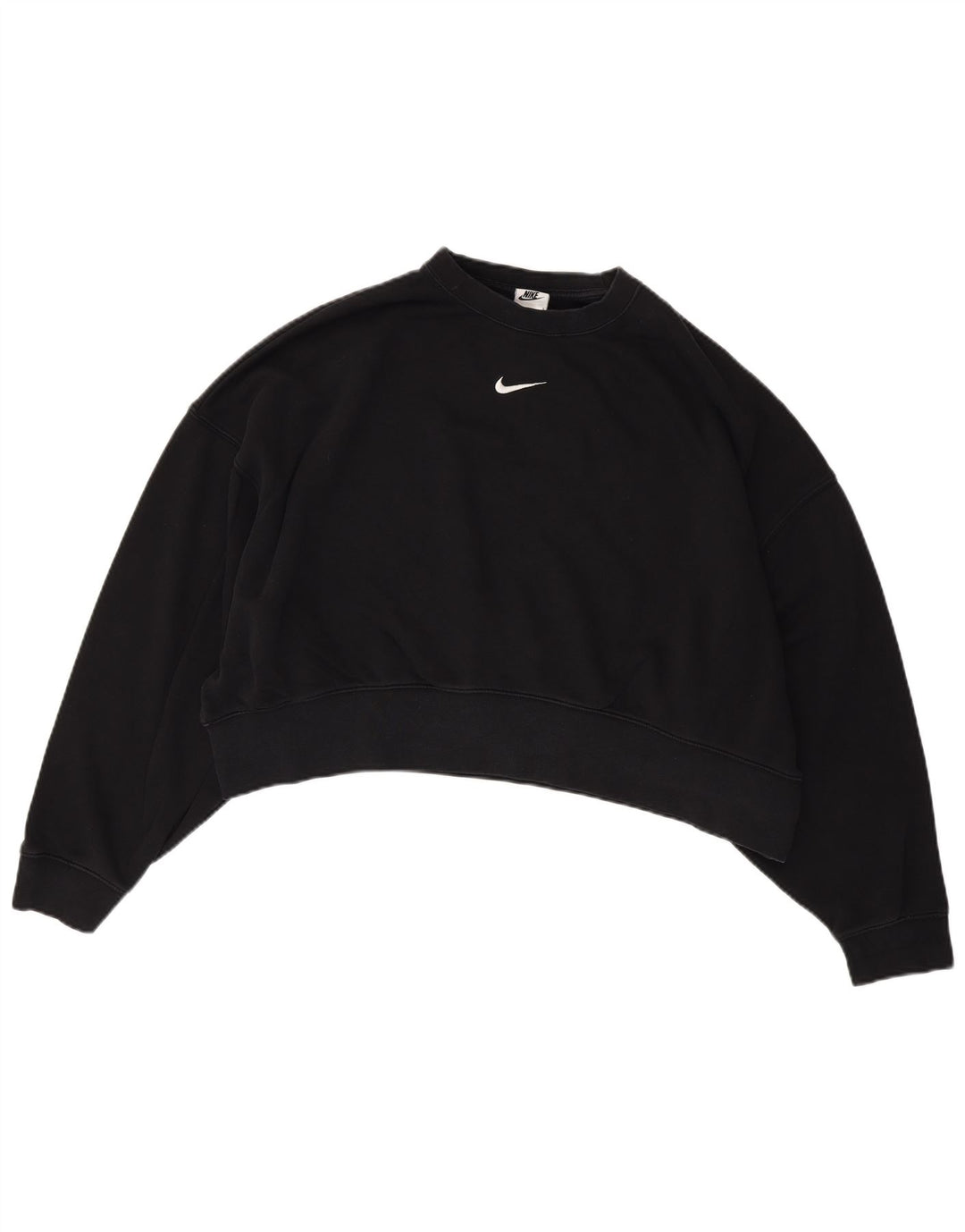 NIKE Felpa corta oversize da donna, maglione UK 14, cotone nero medio