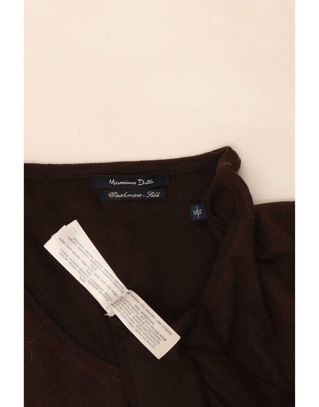 Maglione da uomo con scollo a V Massimo Dutti in cashmere marrone medio