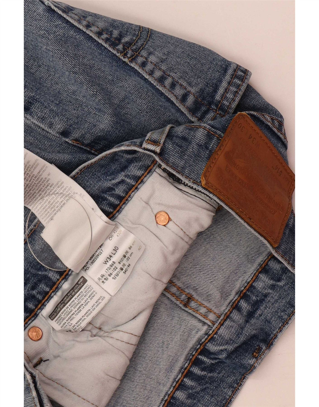 Levi's Uomo 514 Jeans dritti W34 L30 Cotone Blu