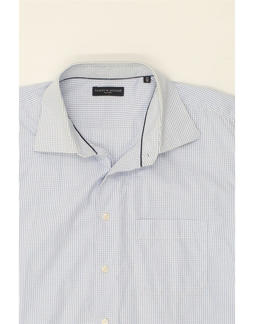 TOMMY HILFIGER Mens Shirt Size 41 16 Large Blue Check Cotton Vintage Tommy Hilfiger and Second-Hand Tommy Hilfiger from Messina Hembry 