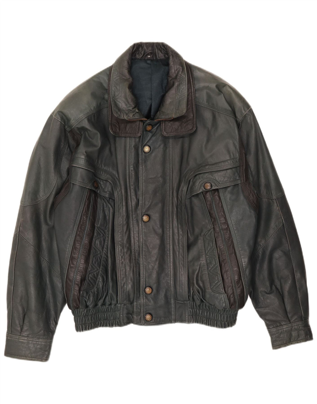 Giacca in pelle vintage da uomo UK 40 grande verde