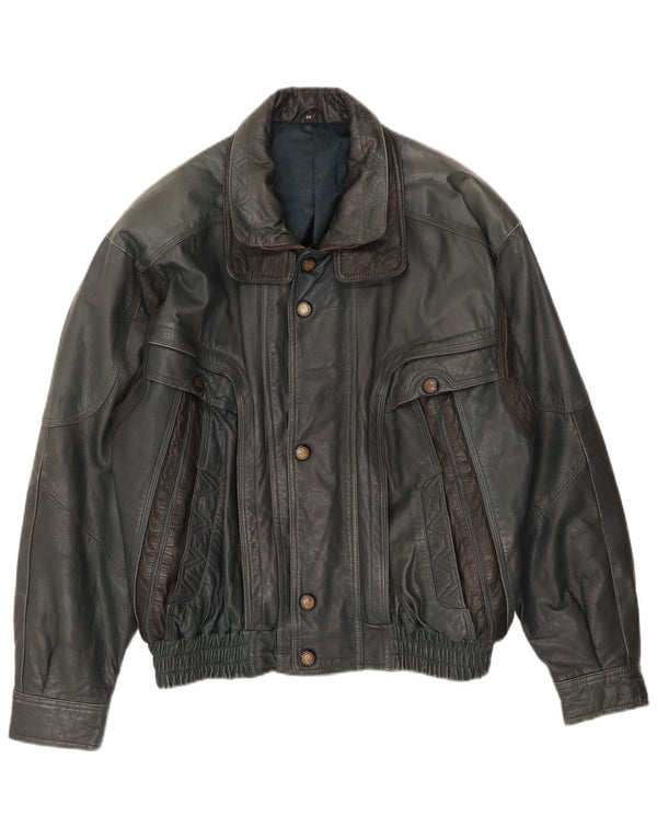 Giacca in pelle vintage da uomo UK 40 grande verde