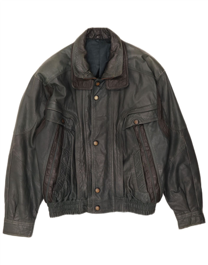 Giacca in pelle vintage da uomo UK 40 grande verde