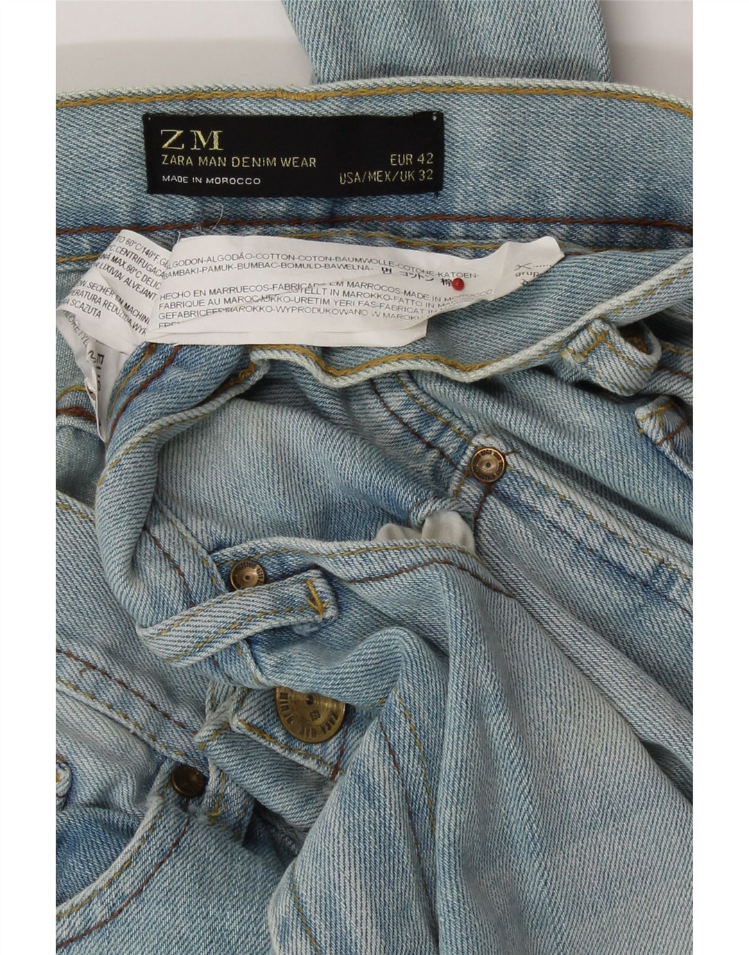Jeans slim da uomo Zara EU 42 Large W32 L31 Cotone blu