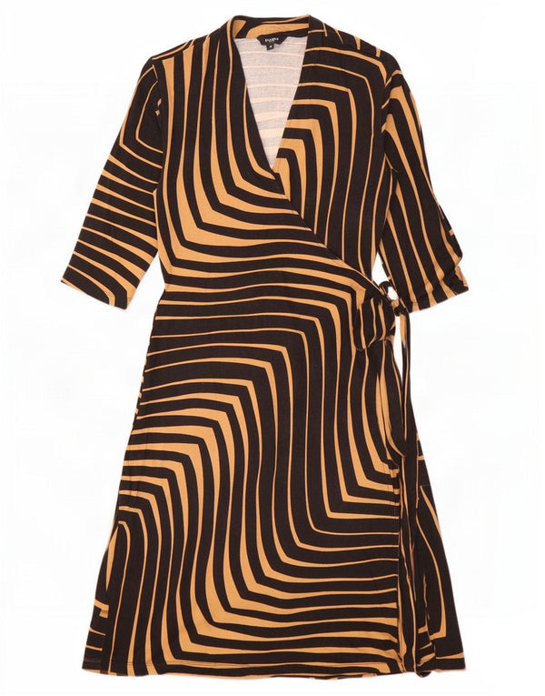 Abito a portafoglio da donna con maniche a 3/4 Hobbs UK 10 piccolo in viscosa a righe nere