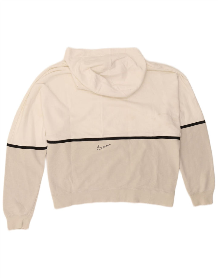 Felpa con cappuccio grafica Nike da uomo in cotone color block bianco medio