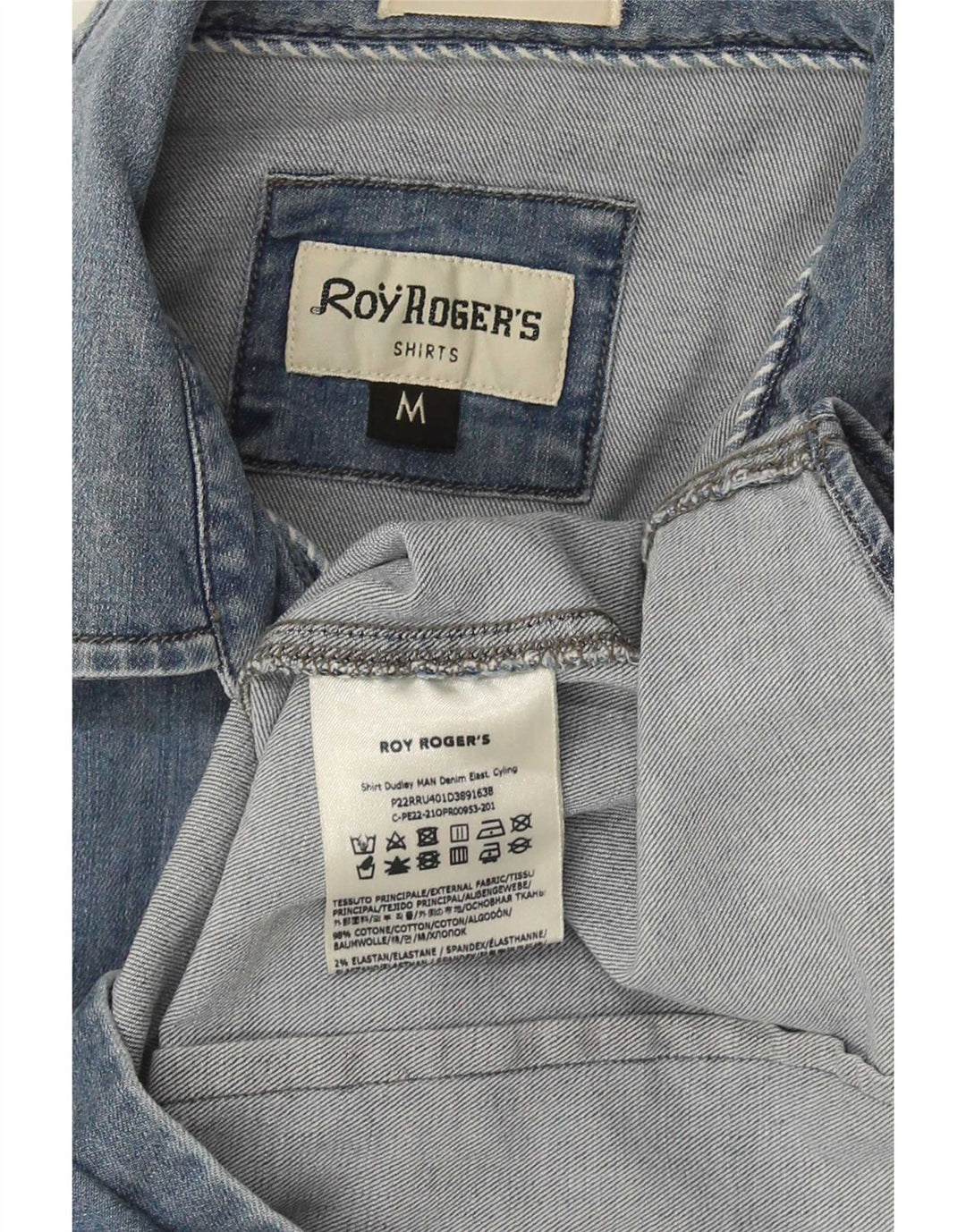 Camicia di jeans da uomo Roy Rogers in cotone blu medio
