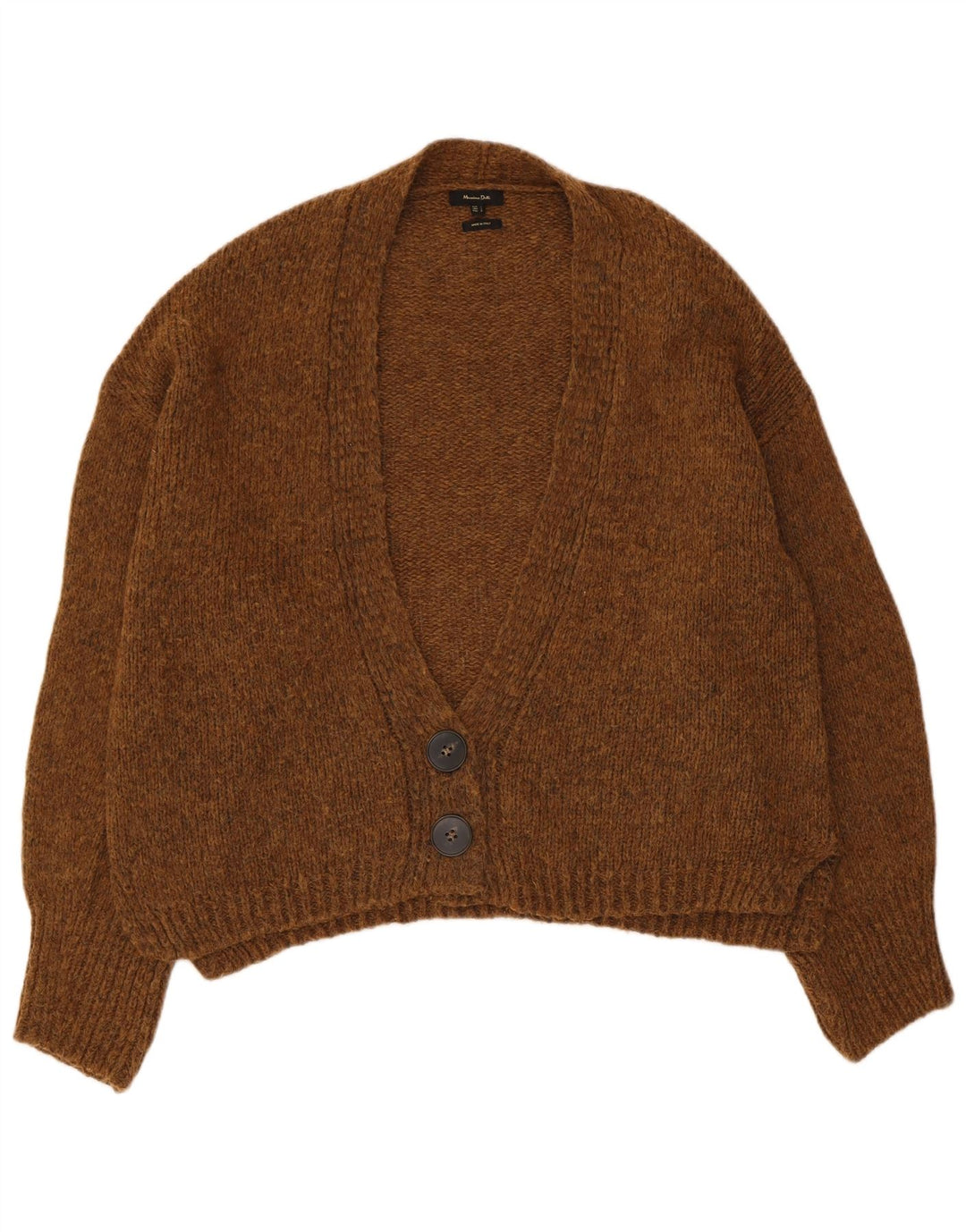 Massimo Dutti Maglione cardigan oversize corto da donna UK 16 grande marrone