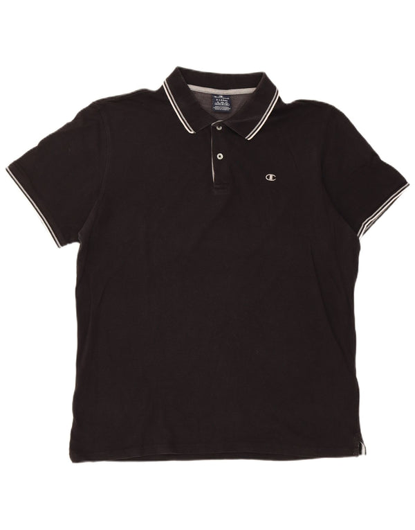 Polo da uomo a maniche corte Champion XL in cotone a righe nere