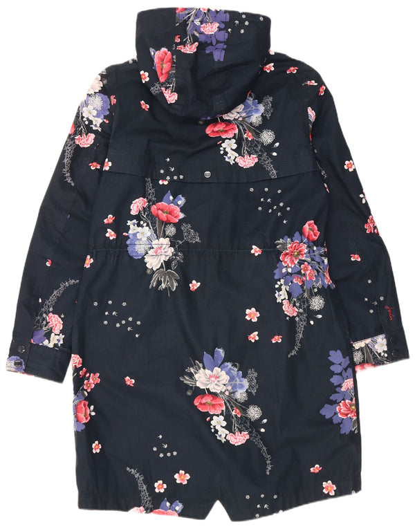 Impermeabile con cappuccio da donna Joules UK 12 medio poliestere floreale blu navy
