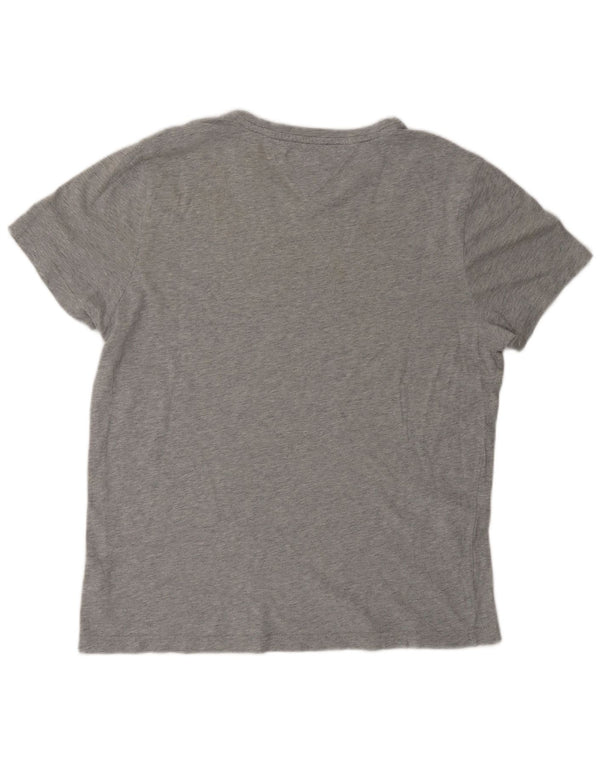 T-shirt grafica da donna Tommy Hilfiger Top UK 16 grande cotone chiazzato grigio
