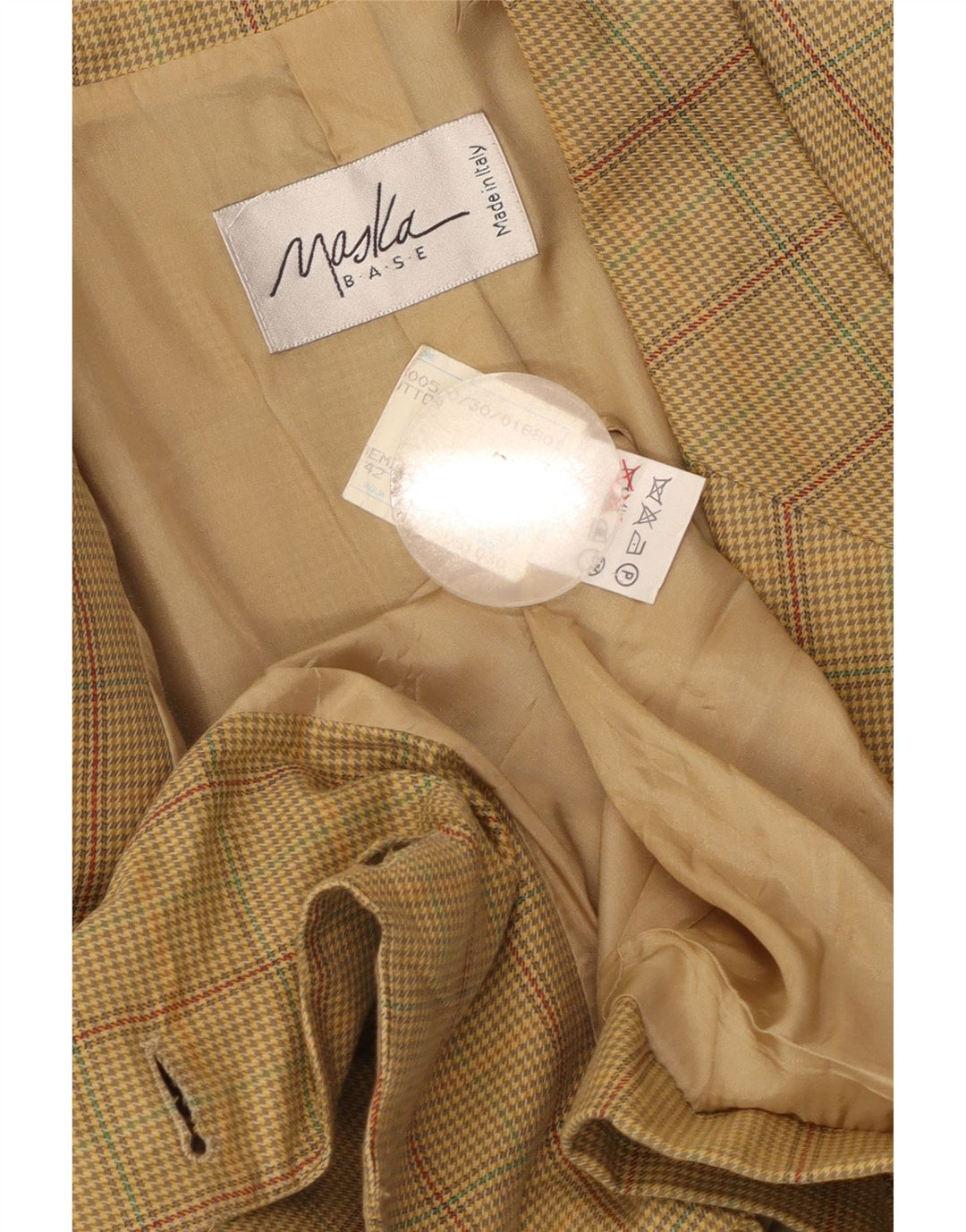 Giacca blazer da donna a 2 bottoni Maska IT 42 Cotone a quadri beige medio